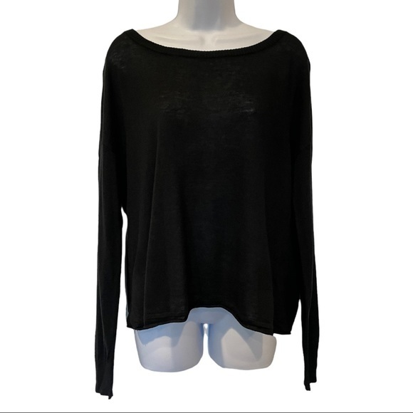 LINE THE LABEL Lightweight Cashmere Blend Sweater in Black - Picture 1 of 4